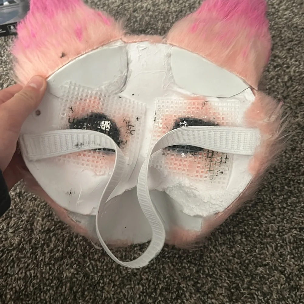 Fully furred pink fox mask!